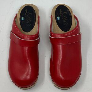 Lotta from Stockholm clogs red Swedish leather wood 37